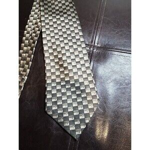 Allyn Saint George Men's Necktie Tie Silk Brown Tan Square Wide